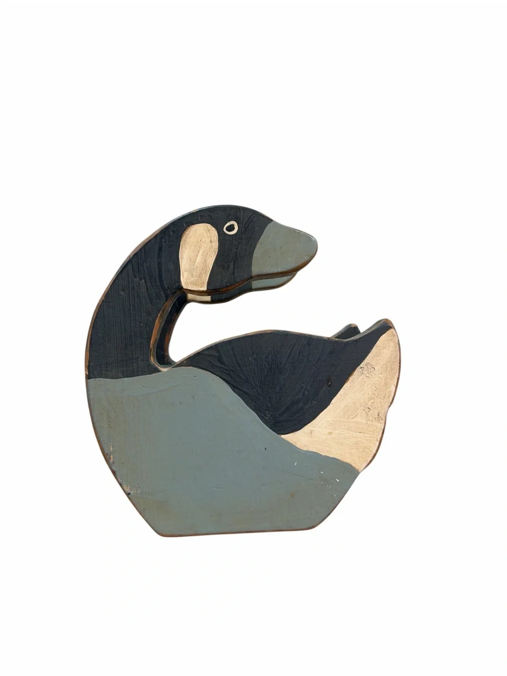 Hand Carved Wooden Duck Napkin Holder Rustic Folk Art Waterfowl Kitchen Table